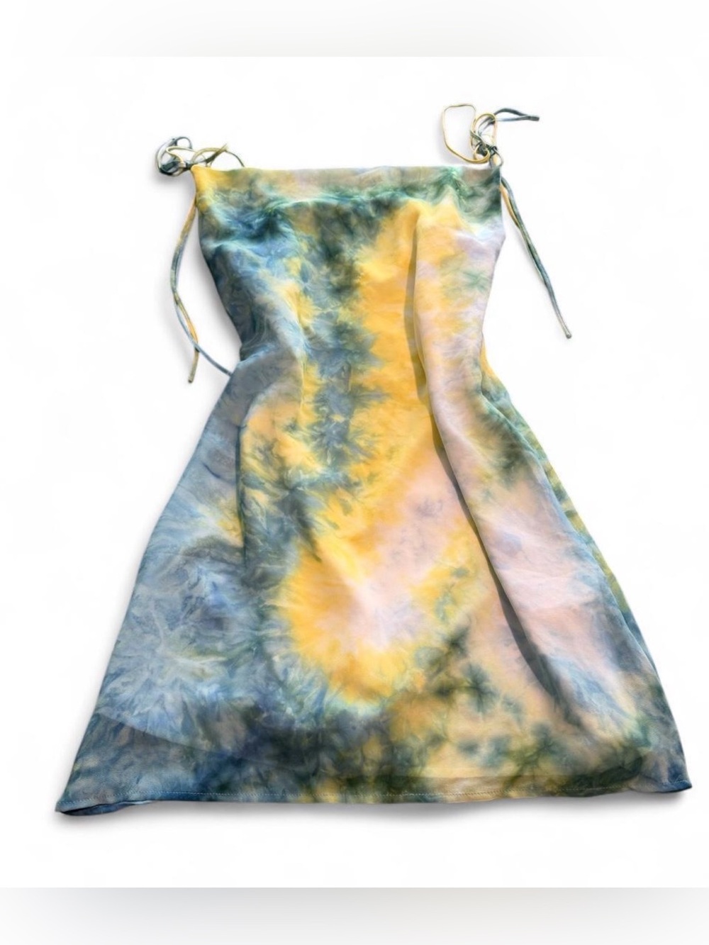 Forever 21 Tie-Dye Slip Mini Dress in Yellow & Blue